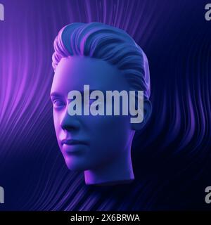 Futuristic abstract portrait CGI 3d - cyberpunk style, Not gen Ai Stock Photo