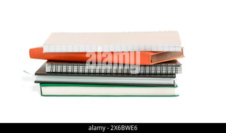 Notebooks and notepads isolated on white background with transparent shadows Stock Photo