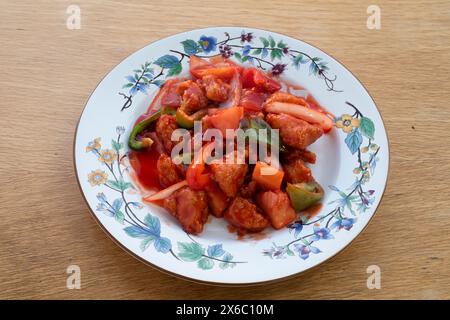 Chinese food : sweet & sour chicken Hong Kong style Stock Photo