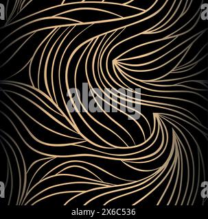 Abstract texture Background template of doodle Seamless wavy line curve linear wave free form repeat Pattern flat vector illustration design metallic Stock Vector