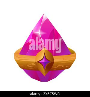Purple gemstone in shape of droplet, with gold ring precious decoration vector illustration Stock Vector