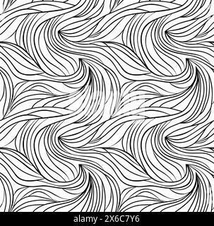 Abstract texture Background template of doodle Seamless wavy line curve linear wave free form repeat Pattern flat vector illustration design black on Stock Vector