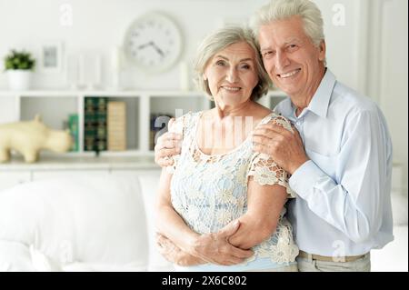 Close up portrait of senior couple posing at home Stock Photo