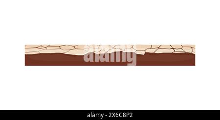 Desert underground layers, land and earth texture with drought cracks vector illustration Stock Vector