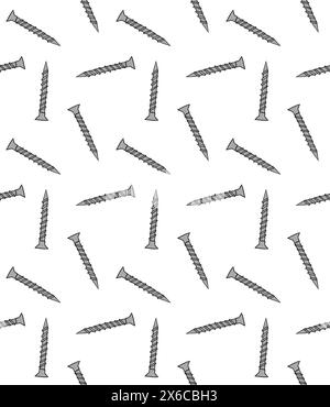 Vector seamless pattern of hand drawn doodle sketch colored screw isolated on white background Stock Vector