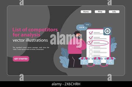 Competitor analysis checklist concept. Business analyst curating a ...