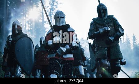 Epic Invading Army of Medieval Soldiers Marching on Battlefield ...