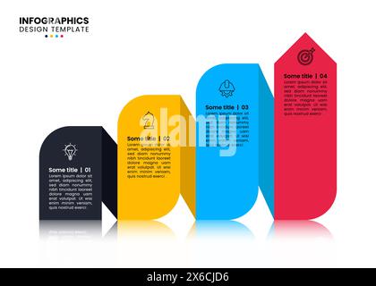 Infographic template with icons and 4 options or steps. Arrow. Can be used for workflow layout, diagram, banner, webdesign. Vector illustration Stock Vector