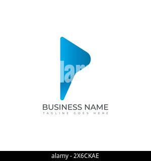 Blue gradient logo p alphabet letter design icon vector image. P letter logo initial gradient colorful Stock Vector
