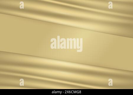 Vector texture of silk, satin, drapery fabric on luxurious background. Portiere, curtain of light golden Stock Vector