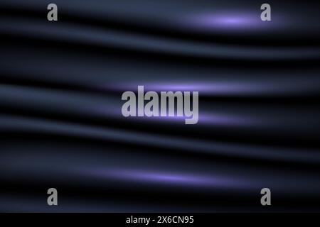 Vector texture of silk, satin, drapery fabric on luxurious background, black blue latex glossy colour Stock Vector