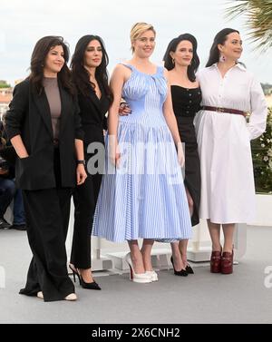 Cannes, France. 14th May, 2024. Turkish director Ebru Ceylan, Lebanese director Nadine Labaki, American director Greta Gerwig, French actress Eva Green and American actress Lily Gladstone attend the Jury photo call at the 77th Cannes Film Festival in Cannes, France on Tuesday, May 14, 2024. Photo by Rune Hellestad/ Credit: UPI/Alamy Live News Stock Photo