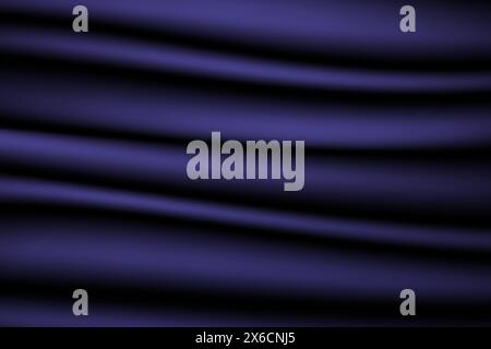 Vector texture of silk, satin, drapery fabric on luxurious background. Portiere, curtain of dark blue, black Stock Vector