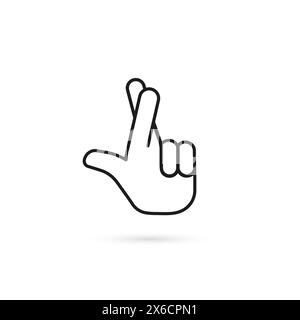 simple crossing fingers thin line icon Stock Vector