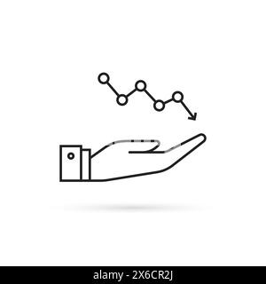 linear hand with price or cost drop icon Stock Vector