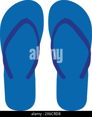 Flip Flop Blue Slippers, flip flops vector, casual wear slipper, simple slipper design, Blue flip flops, footwear design Stock Vector