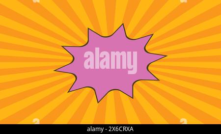 Promo Template, Yellow comics Background, Comic Bubble in Pop, orange sunshine with Pink background Stock Vector