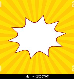 Promo Template, Yellow comics Background, Comic Bubble in Pop, orange sunshine with white background Stock Vector