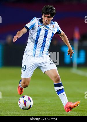 Barcelona, Spain. 13th May, 2024. Aramburu of Real Sociedad during the La Liga EA Sports match between FC Barcelona and Real Sociedad played at Lluis Companys Stadium on May 13, 2024 in Barcelona, Spain. (Photo by Sergio Ruiz/PRESSINPHOTO) Credit: PRESSINPHOTO SPORTS AGENCY/Alamy Live News Stock Photo