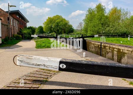 Diglis basin locks on the Worcester and Birmingham Canal in the city of Worcester Stock Photo