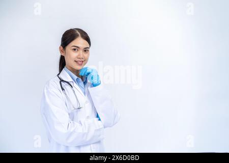portrait young Asian scientist on white background Stock Photo