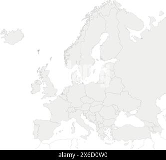 Political Europe Map vector illustration isolated in white background. Editable and clearly labeled layers. Stock Vector