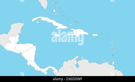 Blank Political Caribbean and Central America Map vector illustration with countries in white color. Editable and clearly labeled layers. Stock Vector