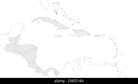 Blank Political Caribbean and Central America Map vector illustration isolated in white background. Editable and clearly labeled layers. Stock Vector