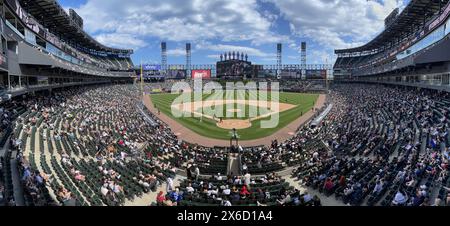Chicago - May 12, 2024: Guaranteed Rate Field panorama, home of the Chicago White Sox. Guaranteed Rate Field replaced Comiskey Park in 1991. Stock Photo