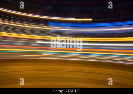City Light Trails in Urban Night: Dynamic Long Exposure Stock Photo