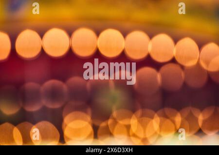 Warm Bokeh Lights in Festive Colors, Abstract Close-Up Stock Photo