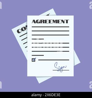 Agreement Contract Vector. Business Partnership Contract illustration Icon. Agreement Handshake Illustration business deal Stock Vector