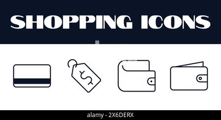 Shopping Icons set Vector. Online Shopping illustration icons. shopping bag, shopping cart vector online order icons vector Stock Vector