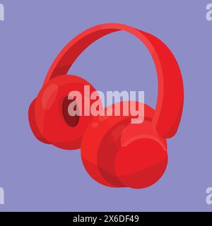Red Headphones Icon. Headphones Speaker Vector Illustration. Gaming Podcast Content Creator headphones Icon. Stock Vector