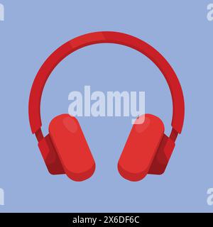 Red Headphones Icon. Headphones Speaker Vector Illustration. Gaming Podcast Content Creator headphones Icon. Stock Vector