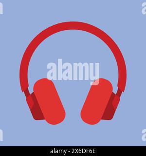 Red Headphones Icon. Headphones Speaker Vector Illustration. Gaming Podcast Content Creator headphones Icon. Stock Vector