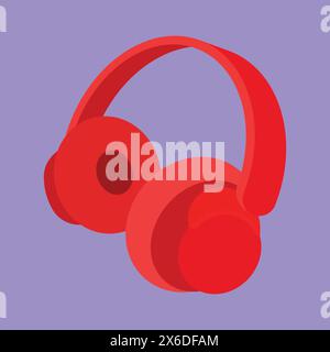 Red Headphones Icon. Headphones Speaker Vector Illustration. Gaming Podcast Content Creator headphones Icon. Stock Vector