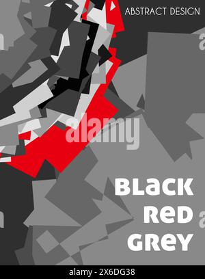 Abstract design. Black, red and grey vertical geometric abstraction. Vector graphic pattern Stock Vector