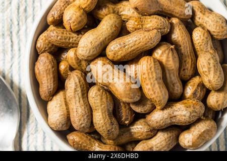 Spicy Southern Cajun Boiled Peanuts for a Snack in a Bowl Stock Photo
