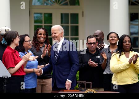 Washington, USA. 14th May, 2024. US President Joe Biden signs documents related the China tariffs in the Rose Garden of the White House in Washington on May 14, 2024. Photo by Yuri Gripas/Pool/Sipa USA Credit: Sipa USA/Alamy Live News Stock Photo
