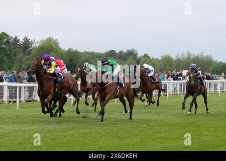 Windsor, Berkshire, UK. 13th May, 2024. Horse Richard P Smith (No 1) ridden by jockey Saffie Osborne wins the Tips for Every Race at Raceday-Ready.com Handicap Stakes at Royal Windsor Racecourse in Windsor, Berkshire. Owner David Hicken, Trainer Ed Dunlop, Newmarket, Breeder Wardstown Stud Ltd, Sponsor Ed Dunlop Racing Ltd. Credit: Maureen McLean/Alamy Live News Stock Photo