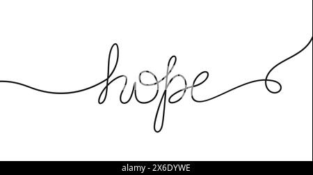 Continuous handwritten word hope on a white background, vector illustration Stock Vector