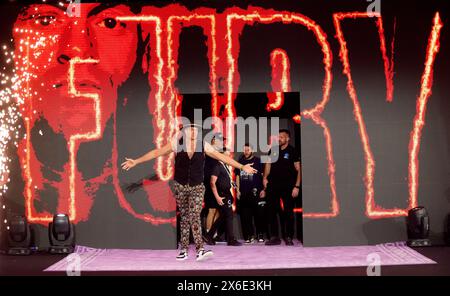 Tyson Fury during the ceremonial grand arrivals at the Boulevard City Music World, Riyadh, Saudi Arabia. The IBF, WBA, WBC and WBO heavyweight title fight between Tyson Fury v Oleksandr Usyk will take place on Saturday 18th May. Picture date: Tuesday May 14, 2024. Stock Photo