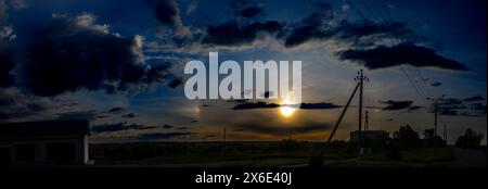 panorama of Halo at sunset Stock Photo