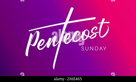 Pentecost Sunday calligraphy web slide. The power of the Holy Spirit creative concept for church service. Vector illustration Stock Vector