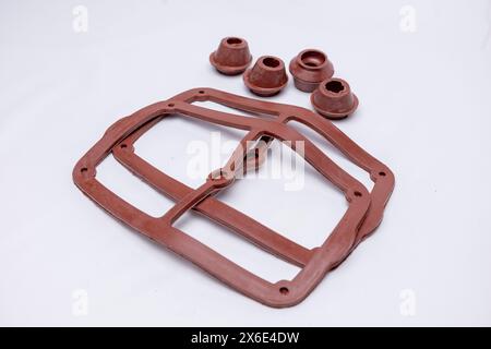 motorcycle valve cover gasket on white Stock Photo