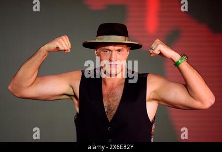 Tyson Fury during the ceremonial grand arrivals at the Boulevard City Music World, Riyadh, Saudi Arabia. The IBF, WBA, WBC and WBO heavyweight title fight between Tyson Fury v Oleksandr Usyk will take place on Saturday 18th May. Picture date: Tuesday May 14, 2024. Stock Photo