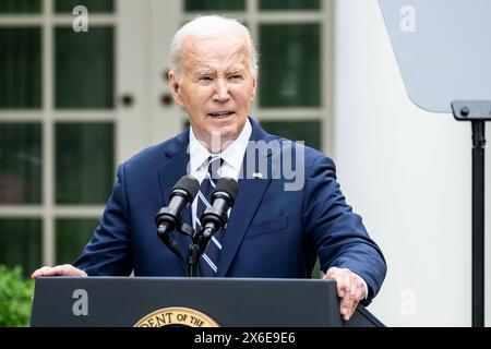 Washington, District Of Columbia, USA. 14th May, 2024. President JOE BIDEN speaking about American Investments and Jobs in the Rose Garden at the White House in Washington, DC. (Credit Image: © Michael Brochstein/ZUMA Press Wire) EDITORIAL USAGE ONLY! Not for Commercial USAGE! Stock Photo