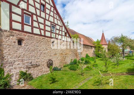 Merkendorf: city walls in Mittelfranken, Middle Franconia, Bayern, Bavaria, Germany Stock Photo