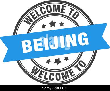 Welcome to Beijing stamp. Beijing round sign isolated on white background Stock Vector